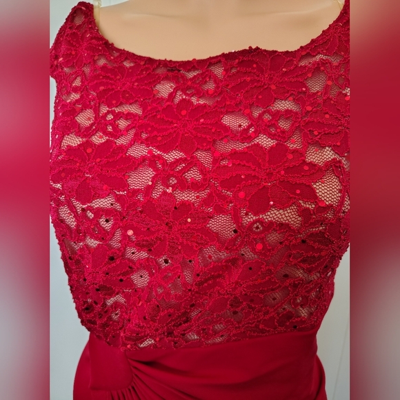 Connected Apparel Red Lace Dress Size 12 - Picture 3 of 10